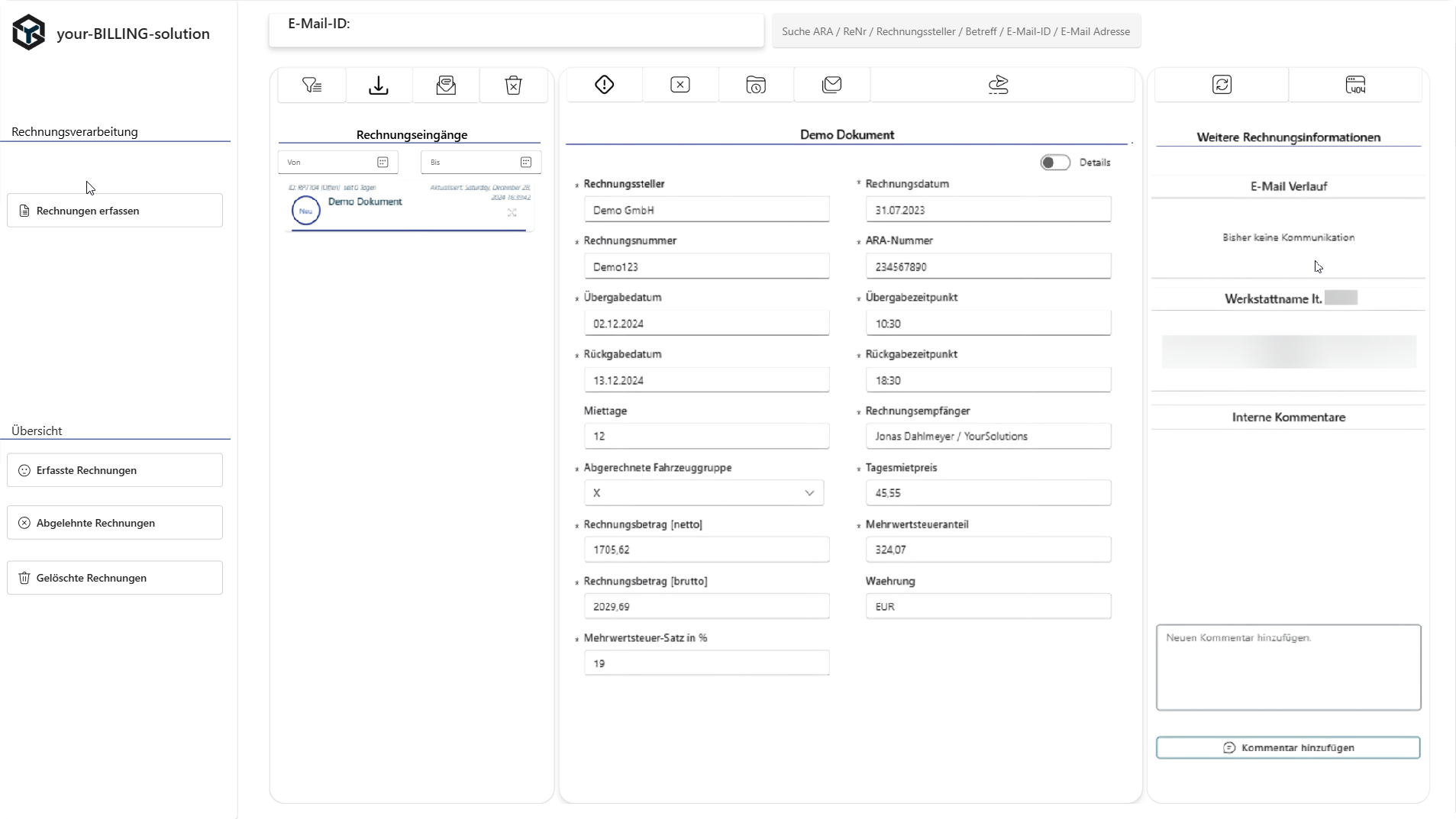 PowerApps Rechnungsverarbeitung