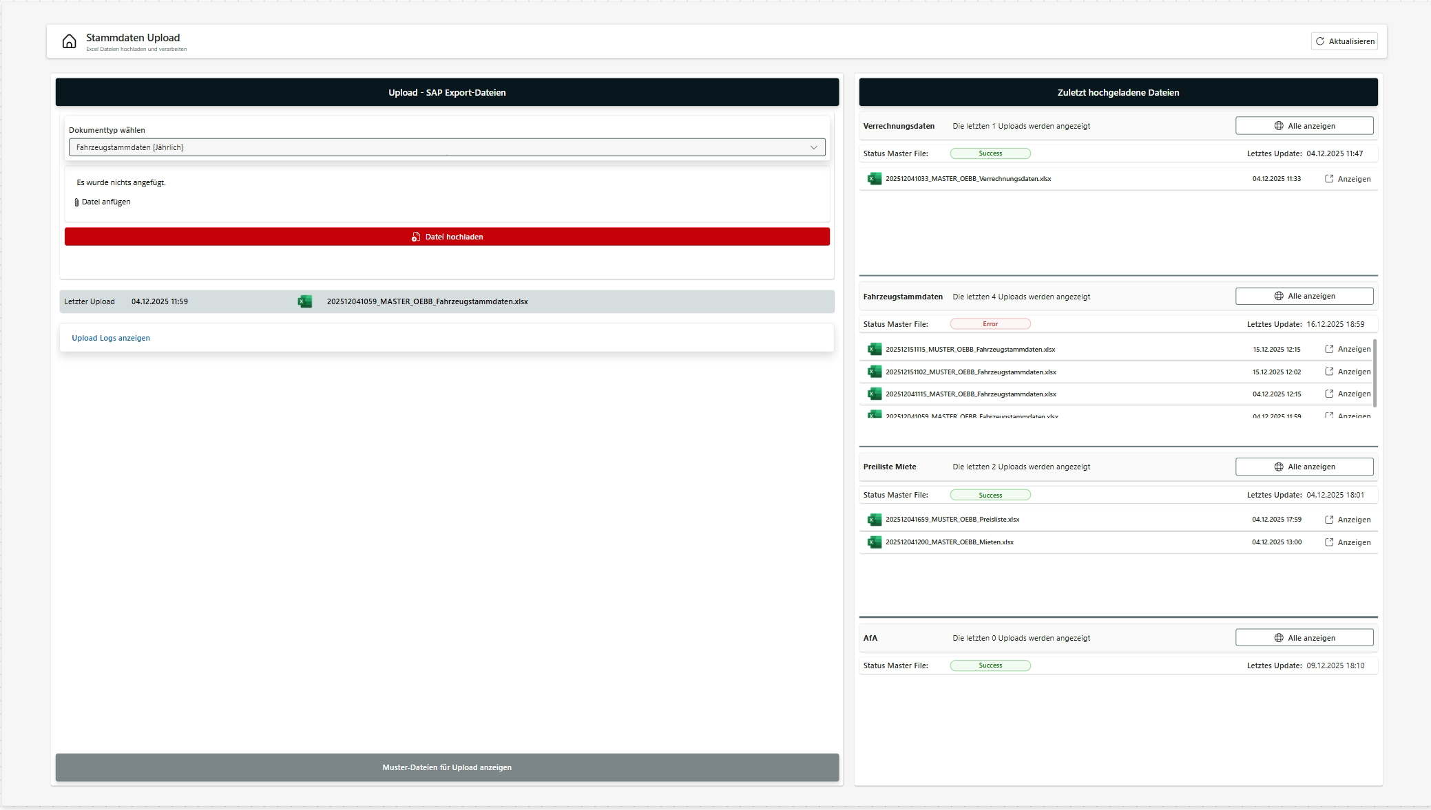 SAP Import Interface