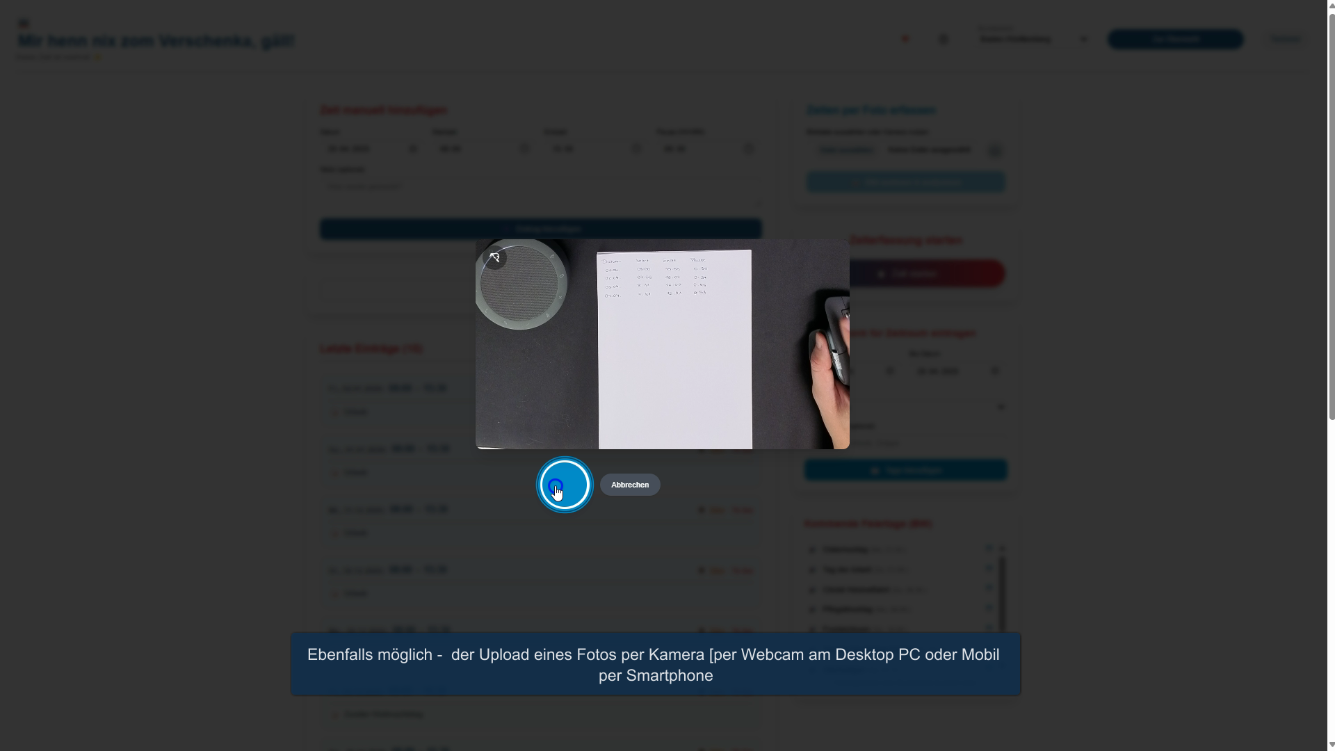 Screenshot des Foto-Uploads